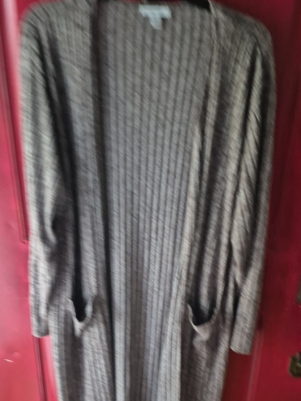Nine West Long Brown Ribbed Open-Front Cardigan